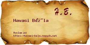 Havasi Béla névjegykártya